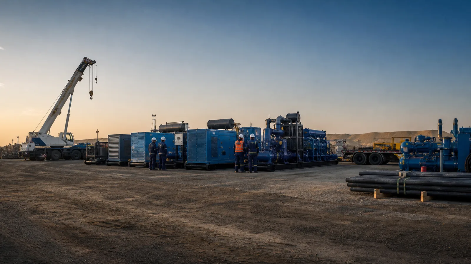 Technical team checking field equipment for deployment